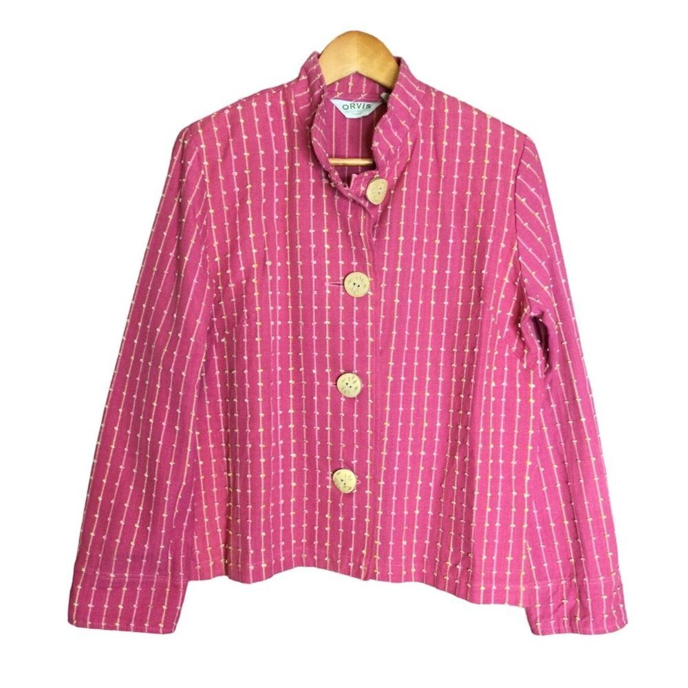 Vintage Orvis Womens Blazer Jacket Size M Textured Large Buttons USA